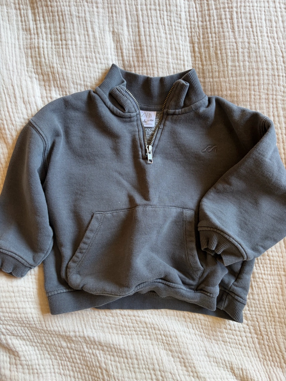 Toddler Quarter-Zip Pullover Sweatshirt in Charcoal